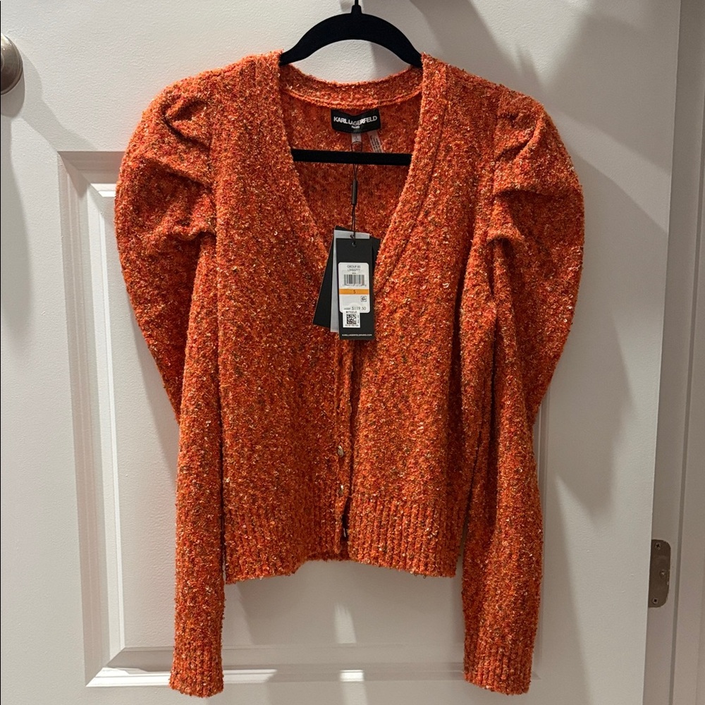 Karl Lagerfeld Textured Orange Cardigan